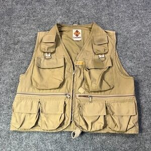 Vintage Columbia Sportswear Khaki Fishing Utility Vest Men Canvas Outdoor